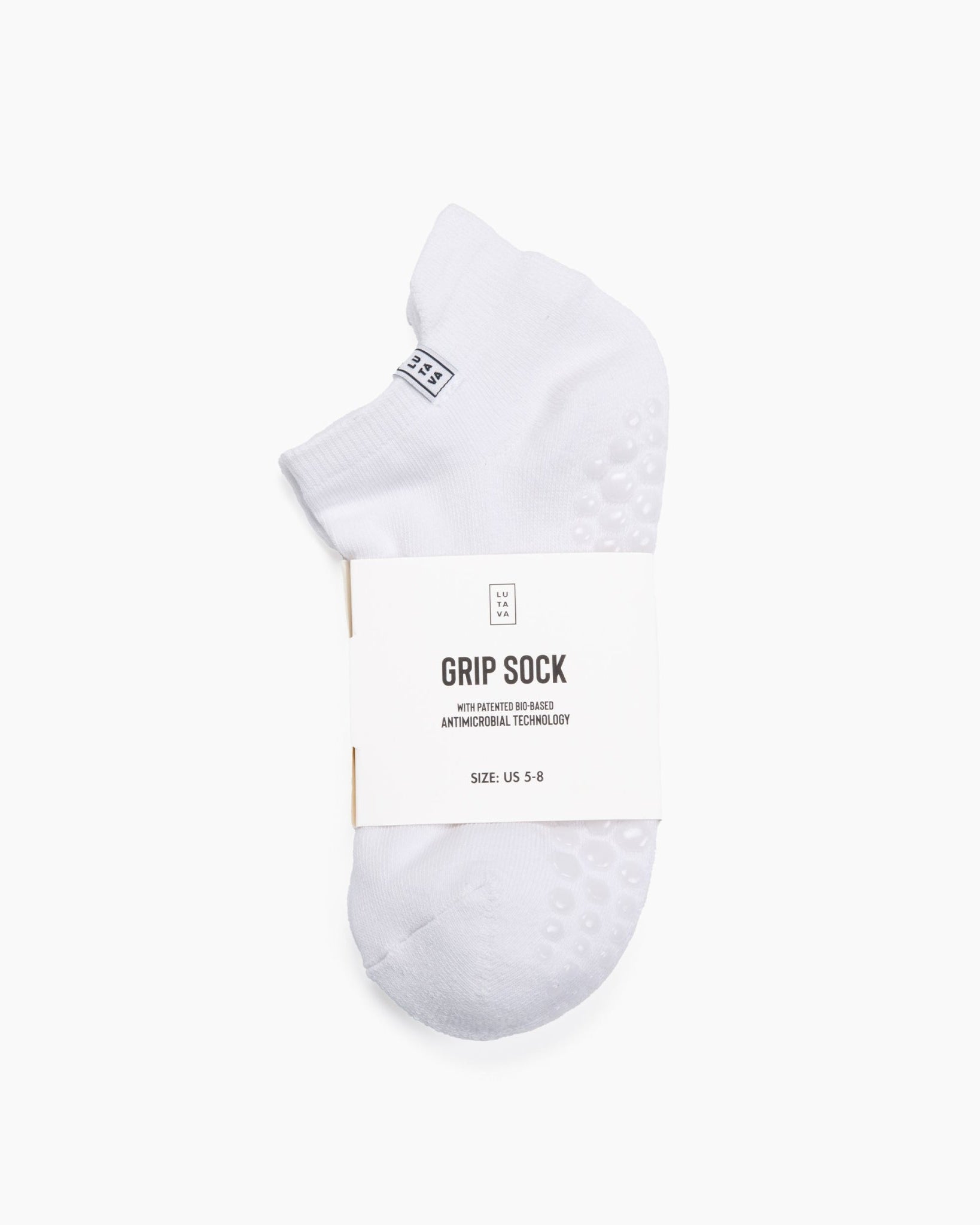 Antimicrobial Grip Sock - White Ankle with Clear Grip - Lutava