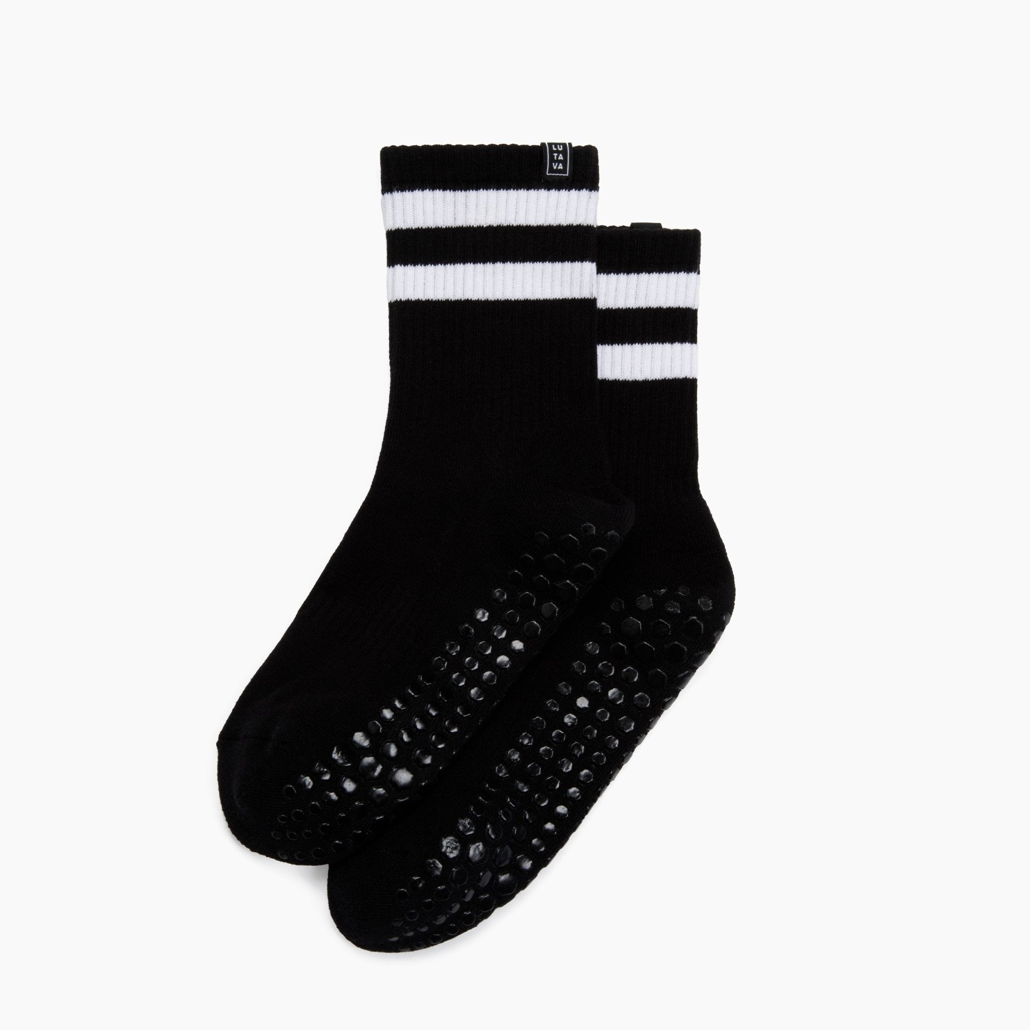 Antimicrobial Grip Sock - Black Crew with Black Grip - Lutava