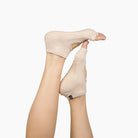 Antimicrobial Grip Sock - Tan Open Toe Ankle with Clear Grip - Lutava