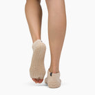 Antimicrobial Grip Sock - Tan Open Toe Ankle with Clear Grip - Lutava