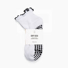 Antimicrobial Grip Sock - White Ruffle Black Grip - Lutava