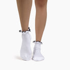 Antimicrobial Grip Sock - White Ruffle Black Grip - Lutava