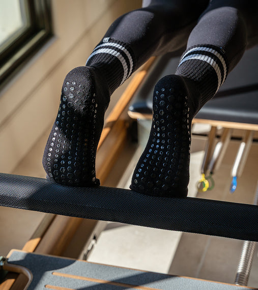 Antimicrobial Grip Sock- Black Crew with Black Grip